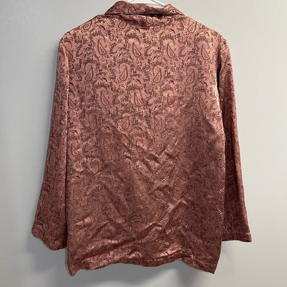 Free People Pink Silky Jacquard Button Front Oversize Blazer - Size Small - Picture 5 of 6